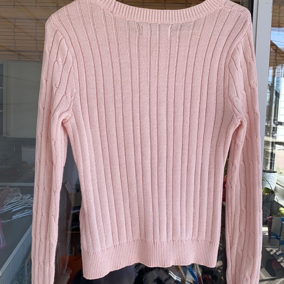 Cable Crewneck Pink Sweater - Hollister - Picture 3 of 4
